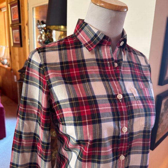 J. CREW White, Red, Blue and Black Plaid Perfect Fit Button Down Shirt – XS - Picture 5 of 9